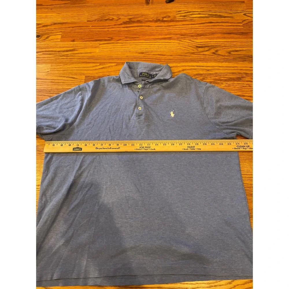 Polo Ralph Lauren Men's Polo‎ Shirt Large Blue Classic Fit Heather White Pony